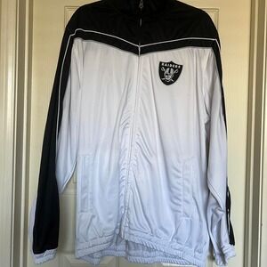 NFL Raiders white and black windbreaker jacket Size XL